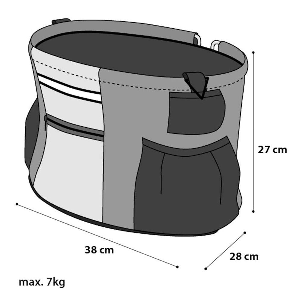 Cykelkorg Nylon Grå/röd 38x28x27cm Max 7kg